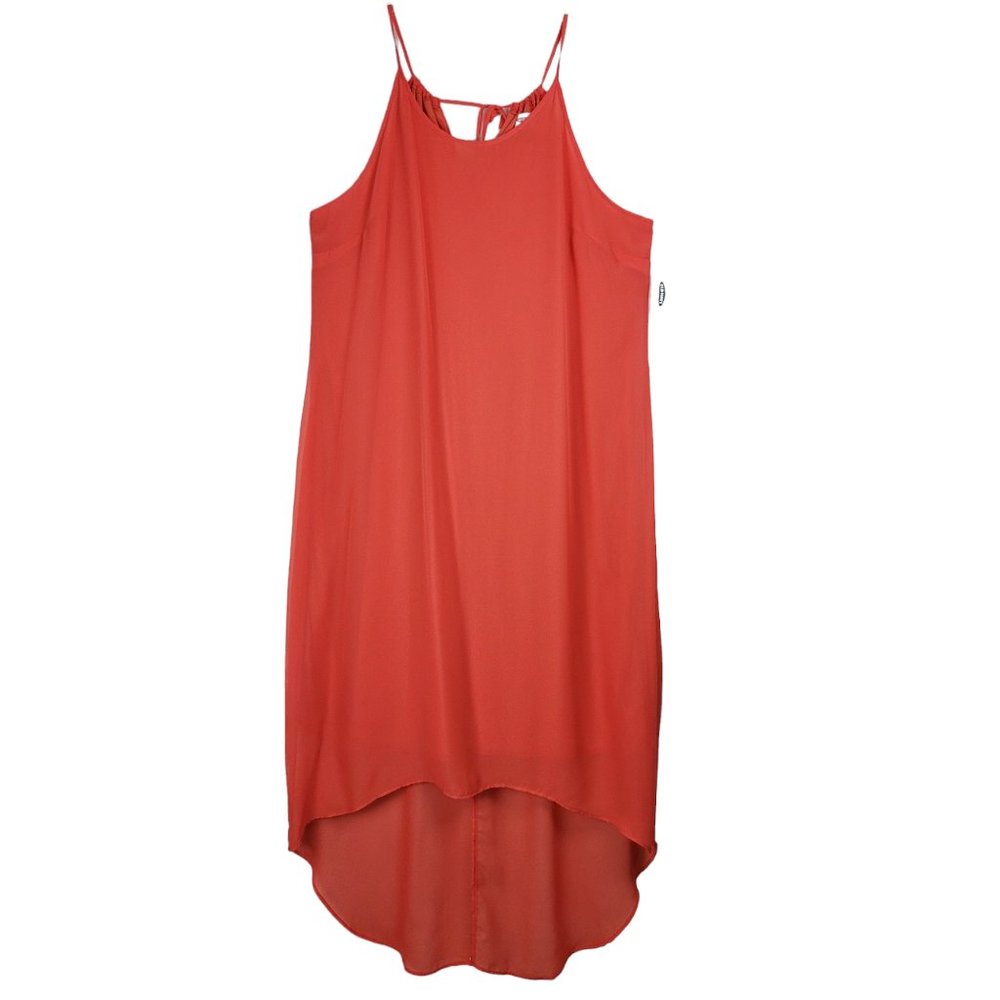 OLD Navy Hi Low Midi Dress Women's XL Coral Pink Chiffon Strappy Lightweight